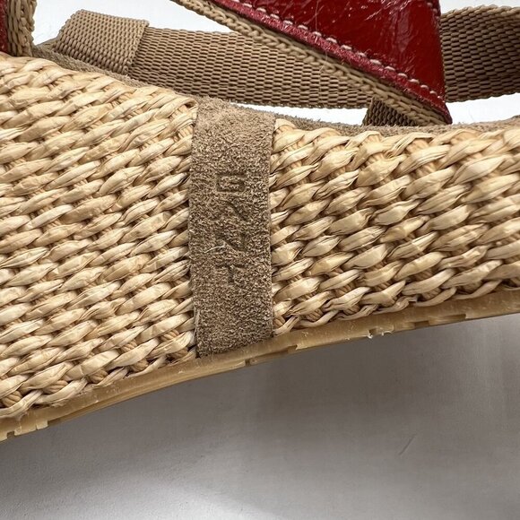 Gant Womens 8 Red Leather Espadrille Wedge Sandals Strappy Slingback Coachella - Picture 5 of 11